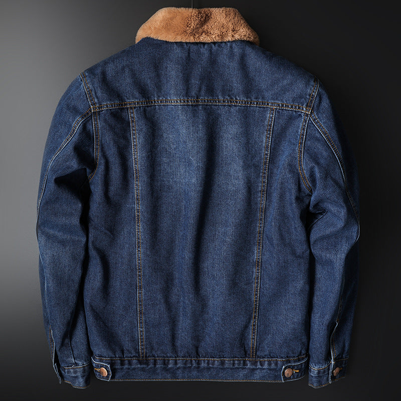 Jacket Top Autumn And Winter Fleece-lined Old Fashion Casual Denim Coat