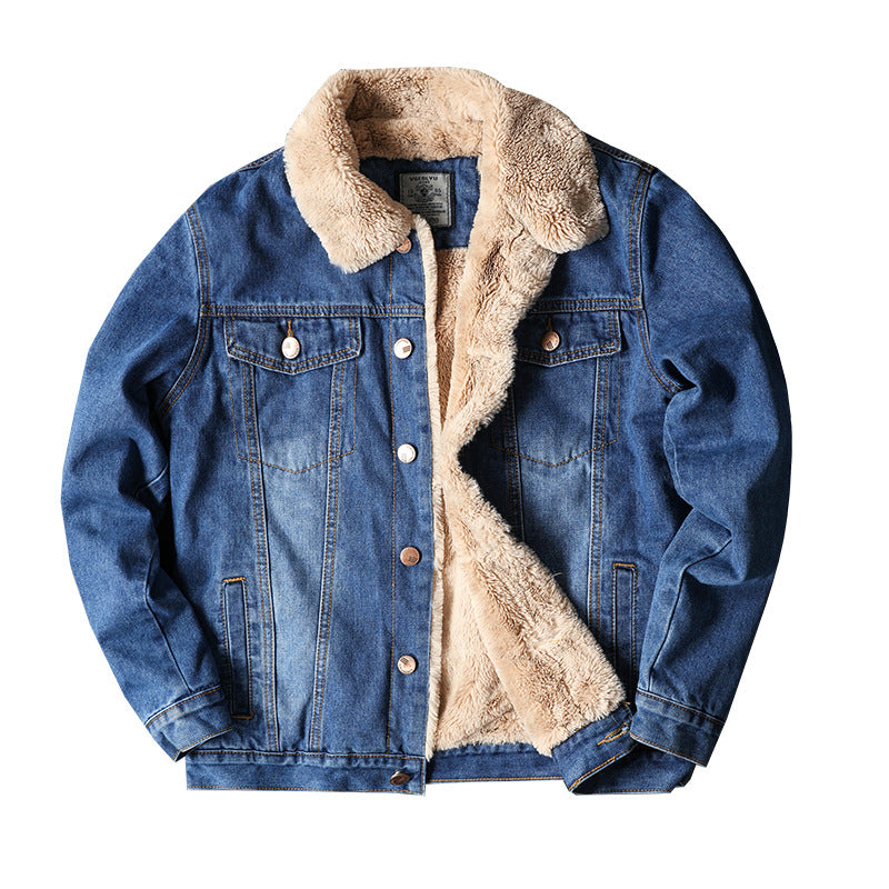 Jacket Top Autumn And Winter Fleece-lined Old Fashion Casual Denim Coat