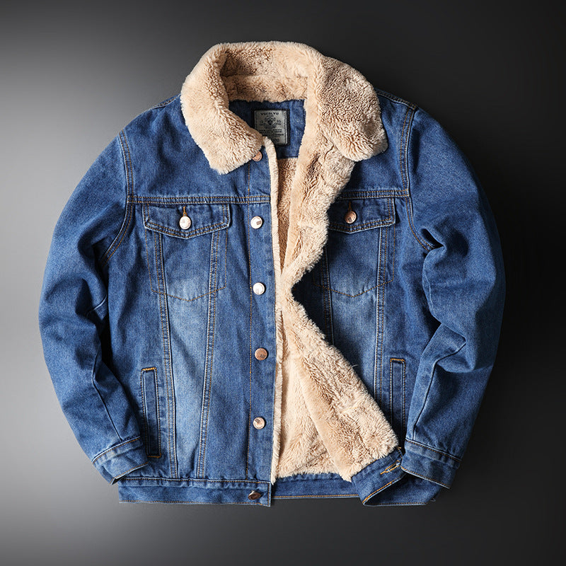 Jacket Top Autumn And Winter Fleece-lined Old Fashion Casual Denim Coat