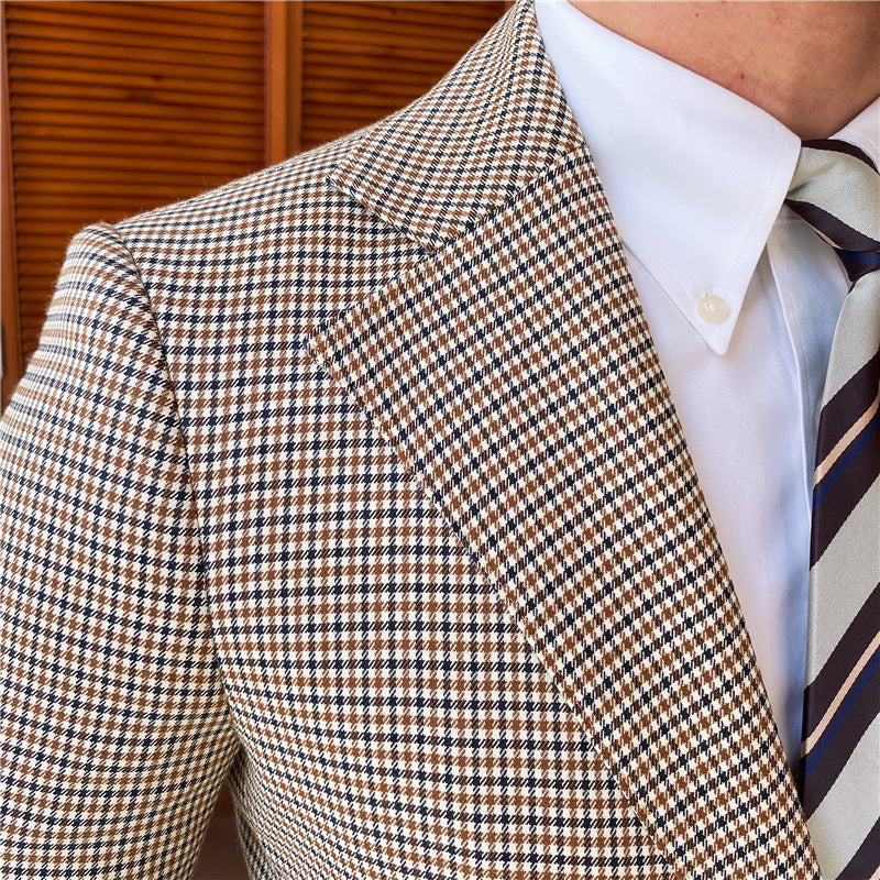 Single-breasted Houndstooth Casual Suit Fashionable Jacket