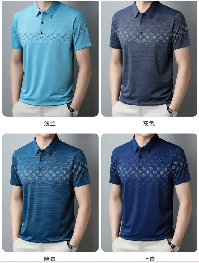 New Ice Silk Short Sleeve Middle-aged Men&