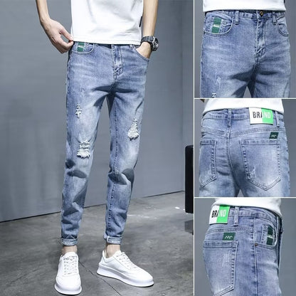 Stretch Ankle Length Casual Pants Men