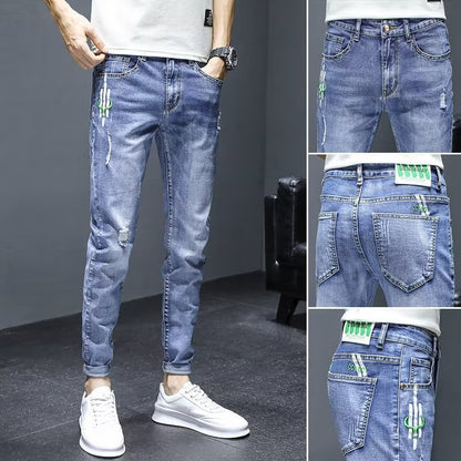 Stretch Ankle Length Casual Pants Men