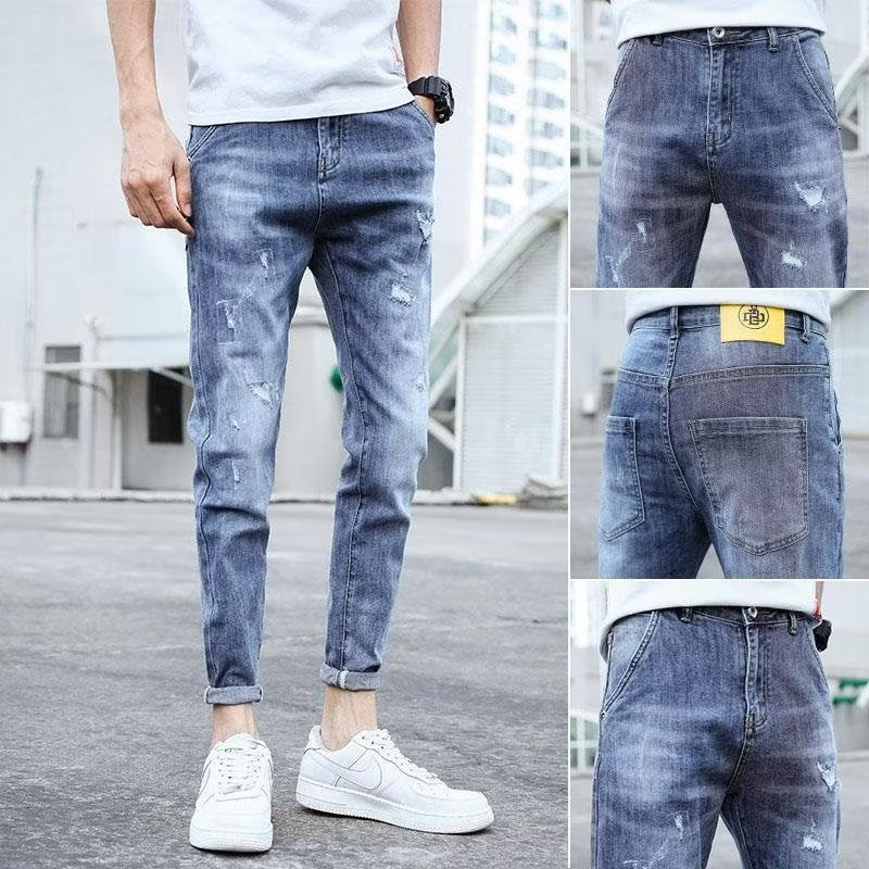 Stretch Ankle Length Casual Pants Men