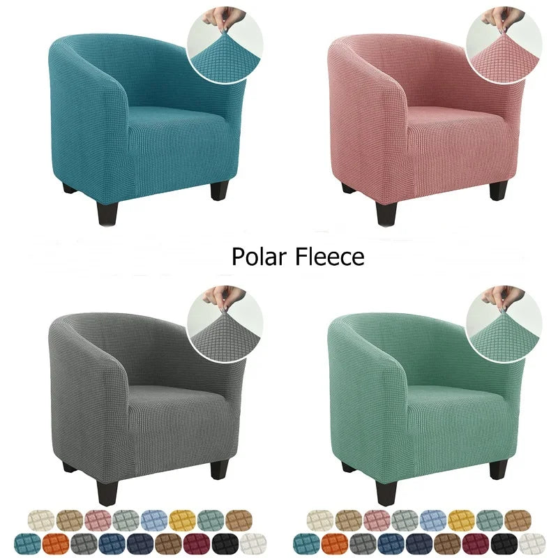 Club Chair Cover Stretch Tub Chair Slipcover Solid Color Sofa Cover Polar Fleece Couch Covers for Study Bar Counter Living Room