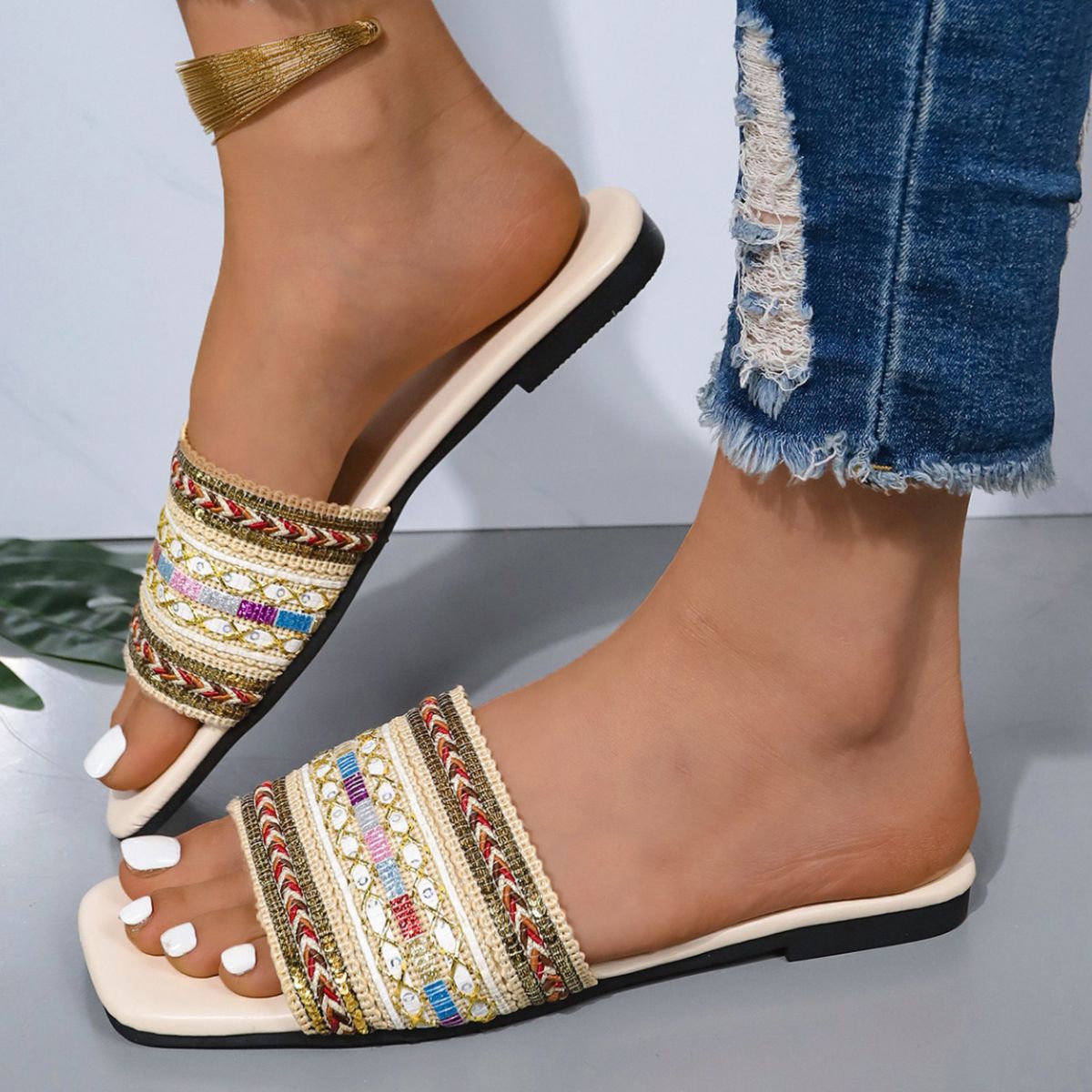 Open Toe Flat Sandals