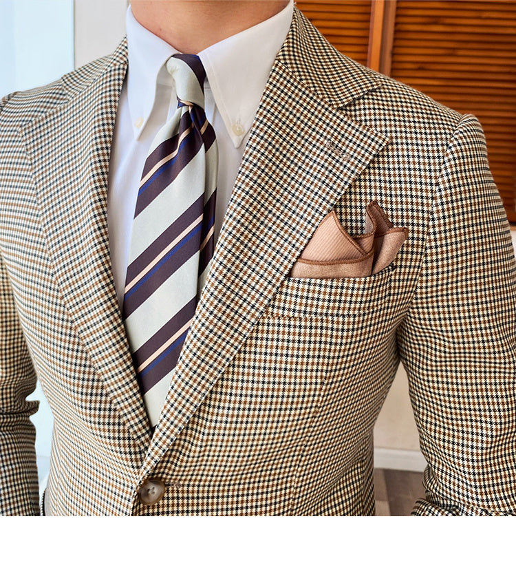 Single-breasted Houndstooth Casual Suit Fashionable Jacket