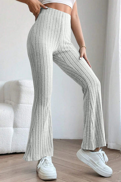 Basic Bae Full Size Ribbed High Waist Flare Pants