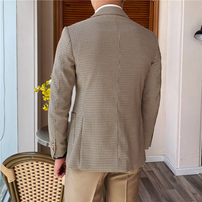 Single-breasted Houndstooth Casual Suit Fashionable Jacket